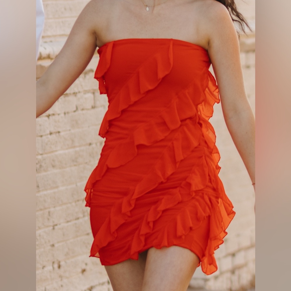 Ruffled Red Mini Dress